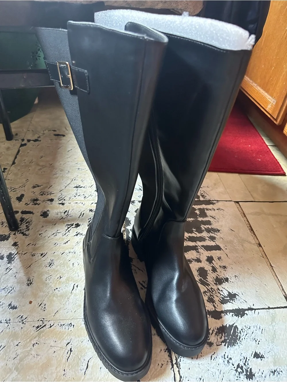 Classic Black Knee-High Platform Boots